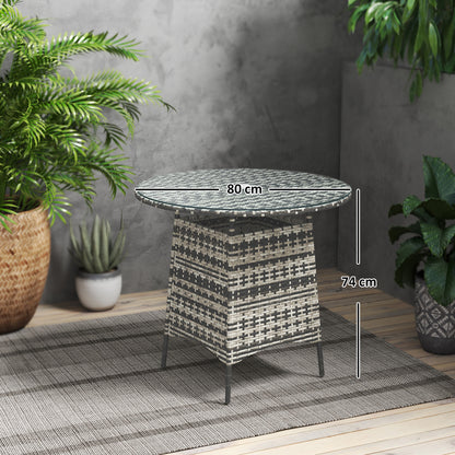 Outsunny round wicker patio table, 80 cm wide and 74 cm high