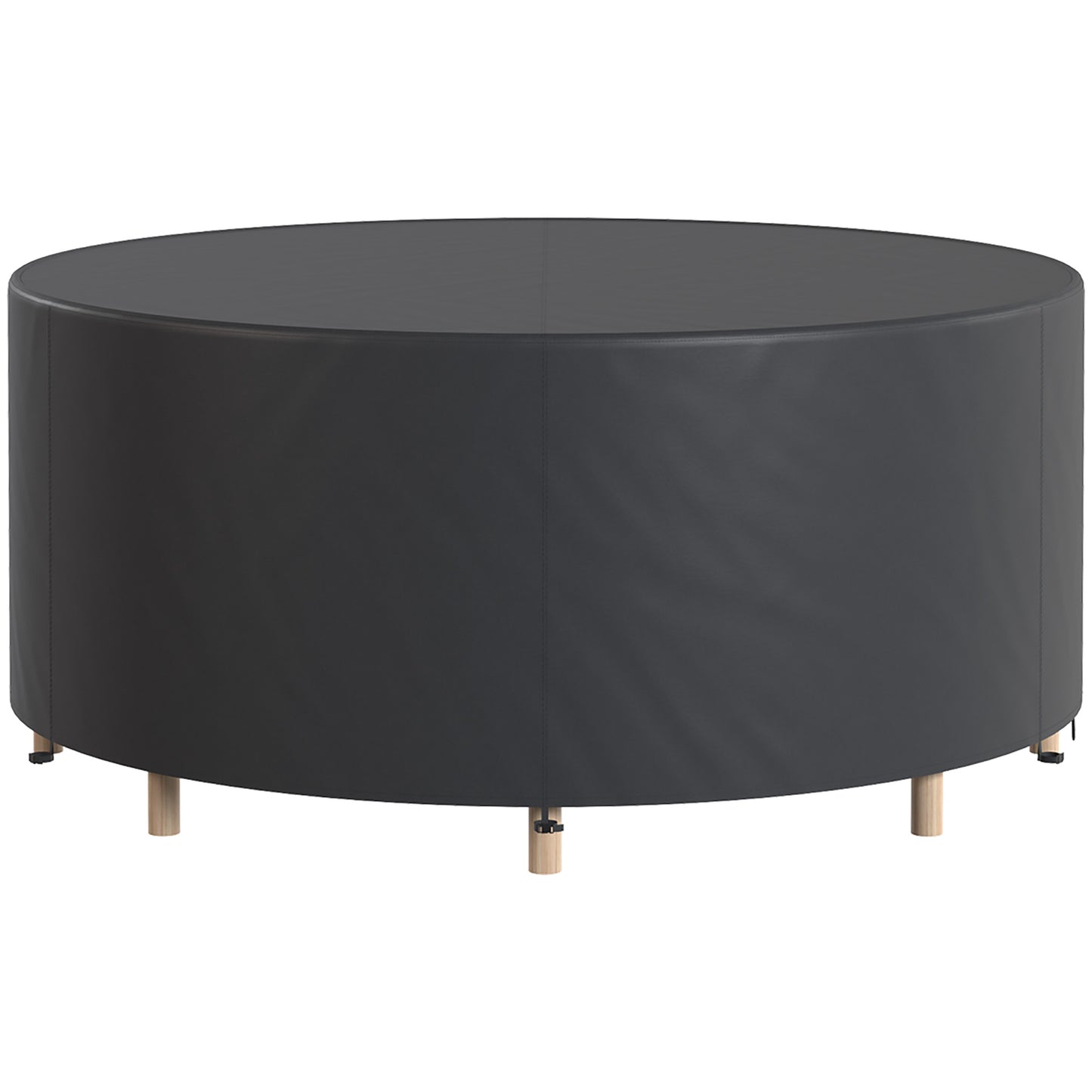 Photo of Outsunny Round Garden Furniture Cover, Waterproof Garden Table Cover, 420D Heavy Duty Oxford for Outdoor, Dia.214 x 70 cm, Black in Black colour on a white background