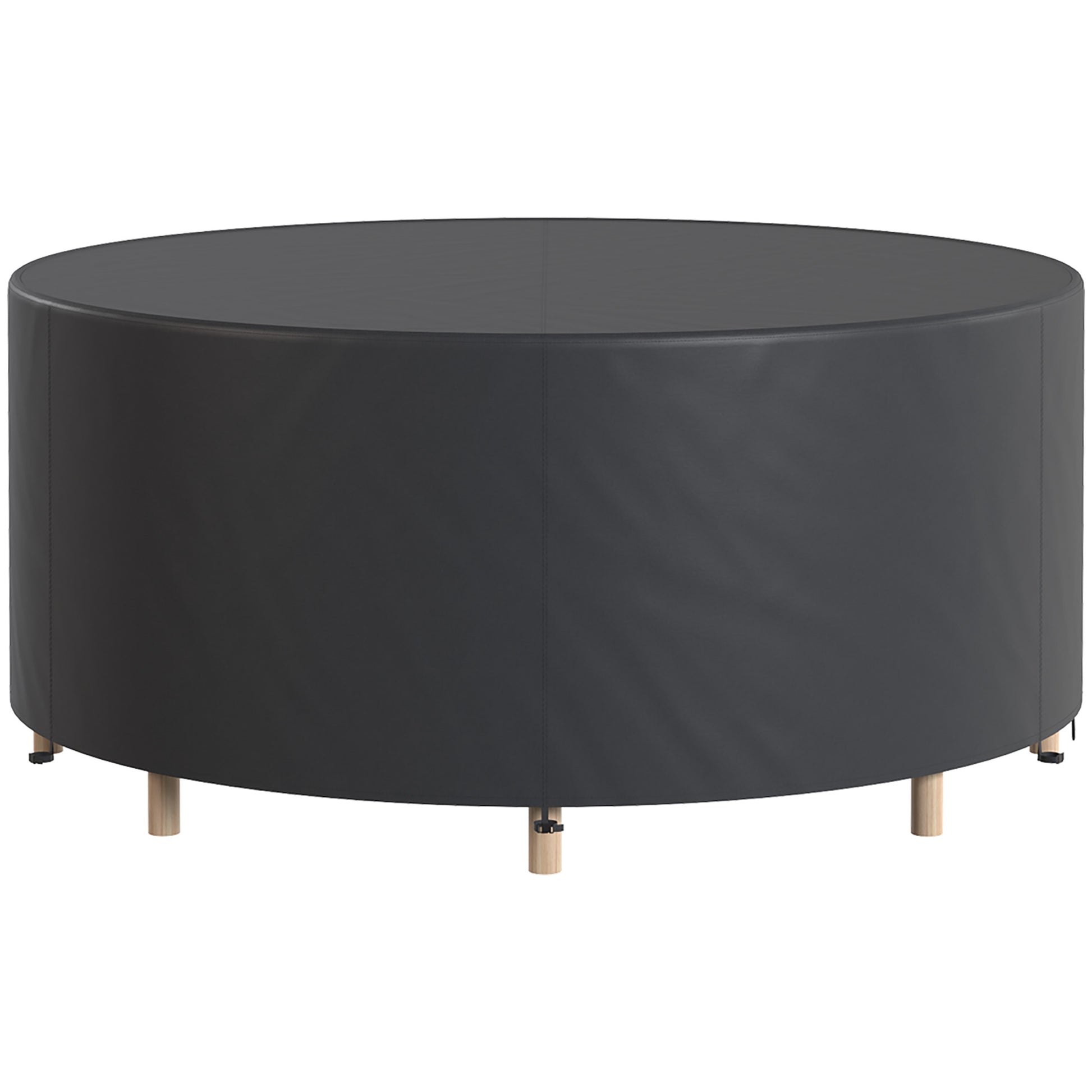 Photo of Outsunny Round Garden Furniture Cover, Waterproof Garden Table Cover, 420D Heavy Duty Oxford for Outdoor, Dia.214 x 70 cm, Black in Black colour on a white background