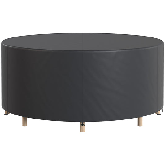 Photo of Outsunny Round Garden Furniture Cover, Waterproof Garden Table Cover, 420D Heavy Duty Oxford for Outdoor, Dia.214 x 70 cm, Black in Black colour on a white background