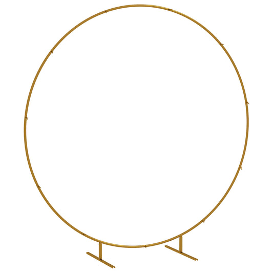 Photo of Outsunny 222cm Gold Tone Backdrop Stand, Round Metal Wedding Arch for Birthday Party, Bridal Shower, Graduation, Ceremony in Ceremony colour on a white background