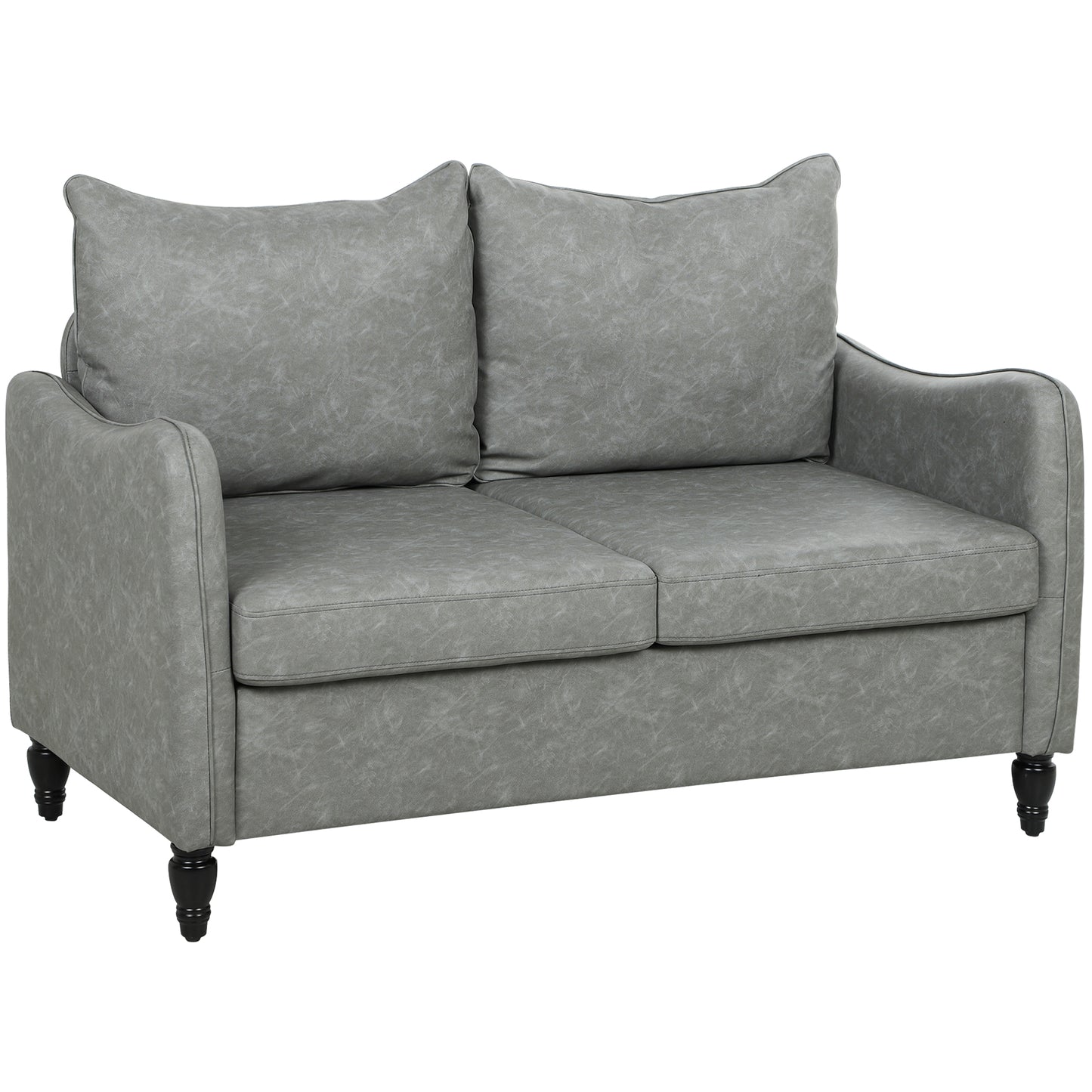 Photo of HOMCOM Faux Leather Marble-Effect Two-Seater Sofa - Grey in Grey colour on a white background