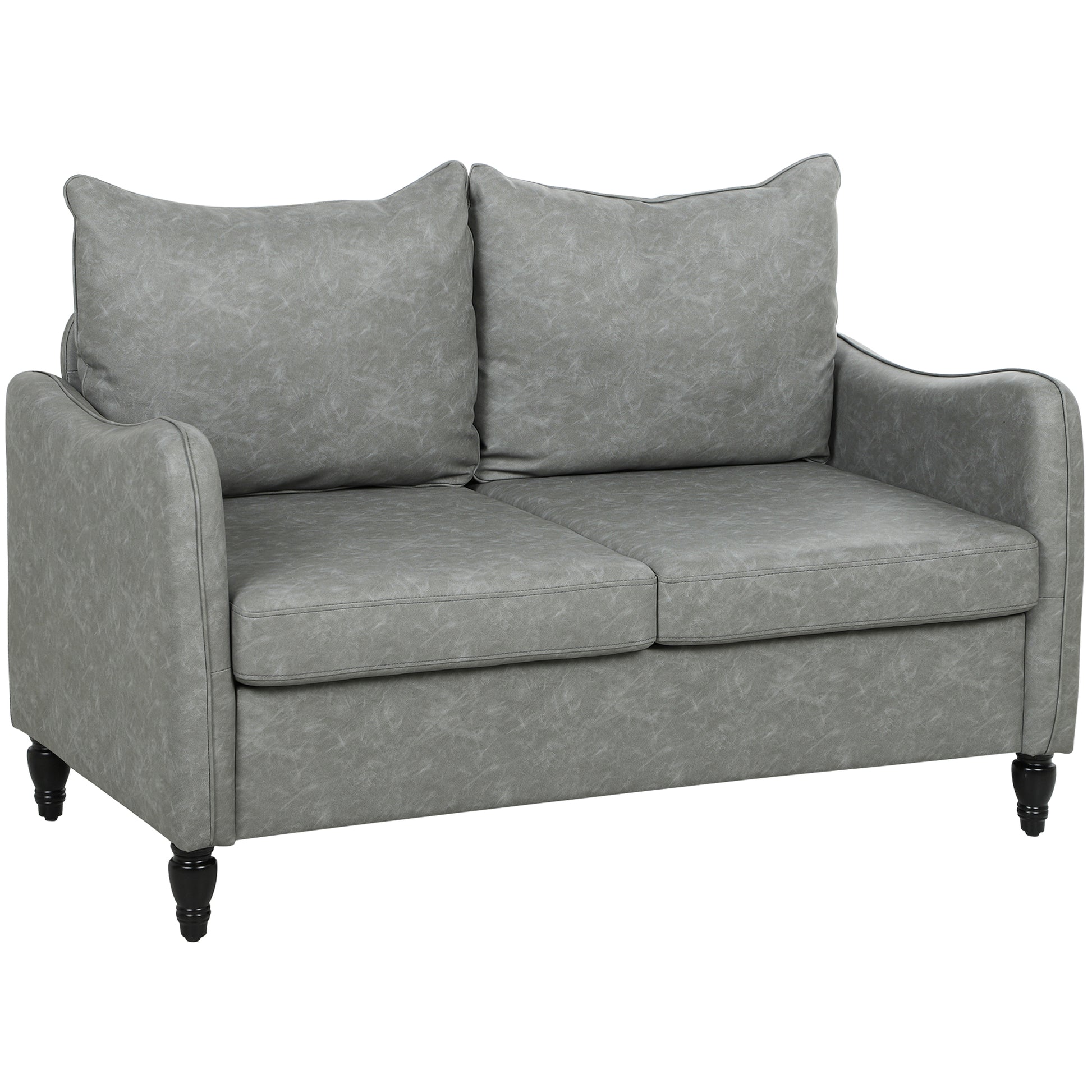 Photo of HOMCOM Faux Leather Marble-Effect Two-Seater Sofa - Grey in Grey colour on a white background