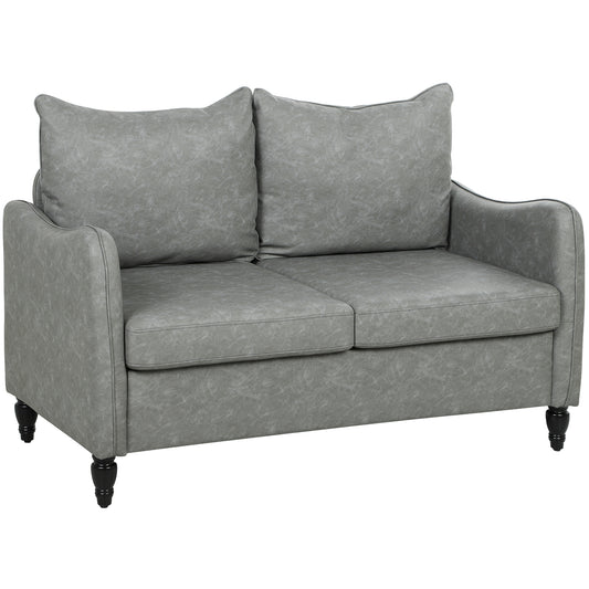 Photo of HOMCOM Faux Leather Marble-Effect Two-Seater Sofa - Grey in Grey colour on a white background