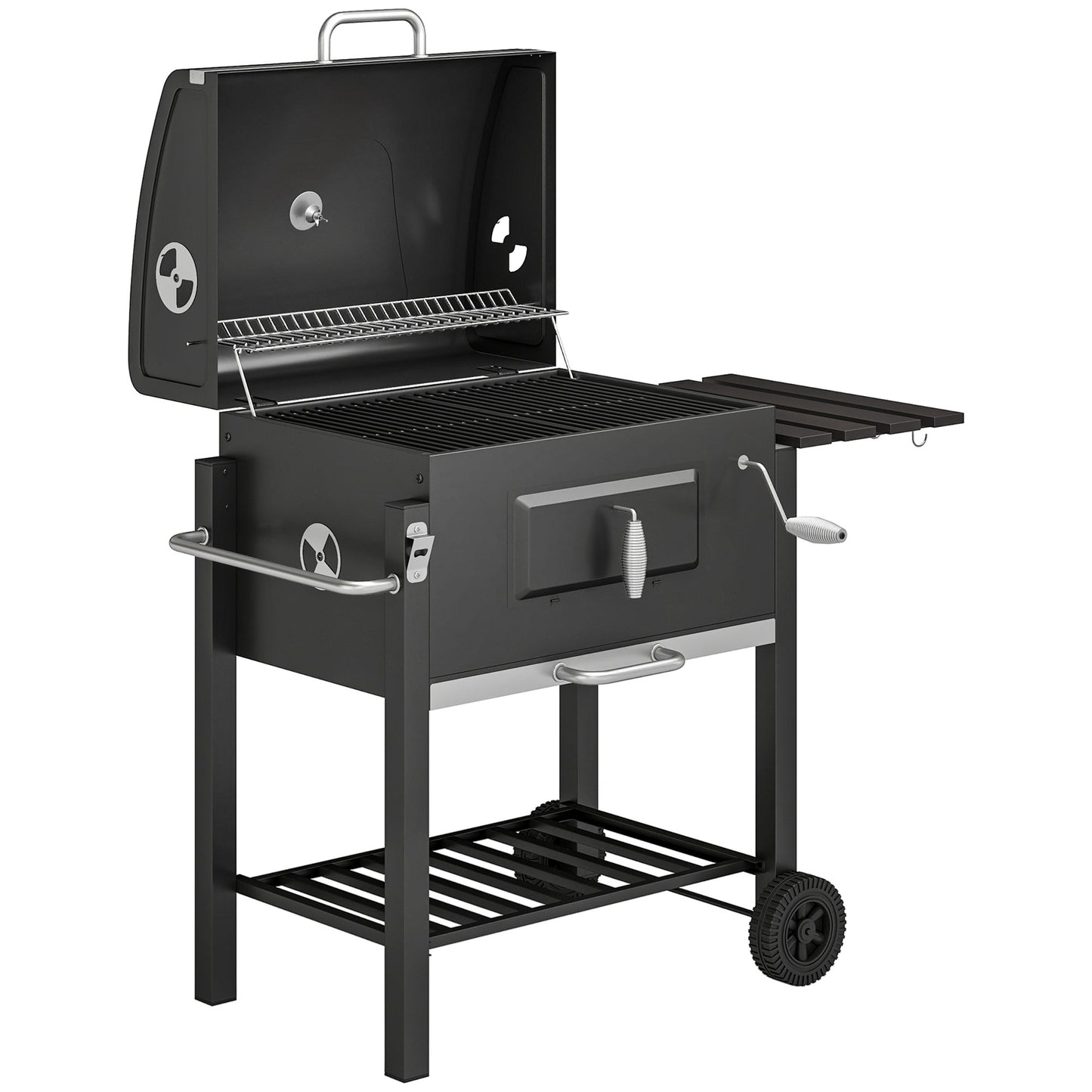 Photo of Outsunny Charcoal Grill, with Height-Adjustable Coal Pan - Black in Black colour on a white background