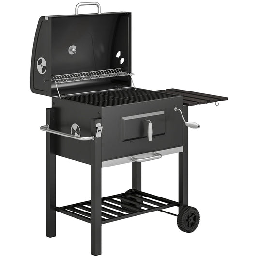 Photo of Outsunny Charcoal Grill, with Height-Adjustable Coal Pan - Black in Black colour on a white background