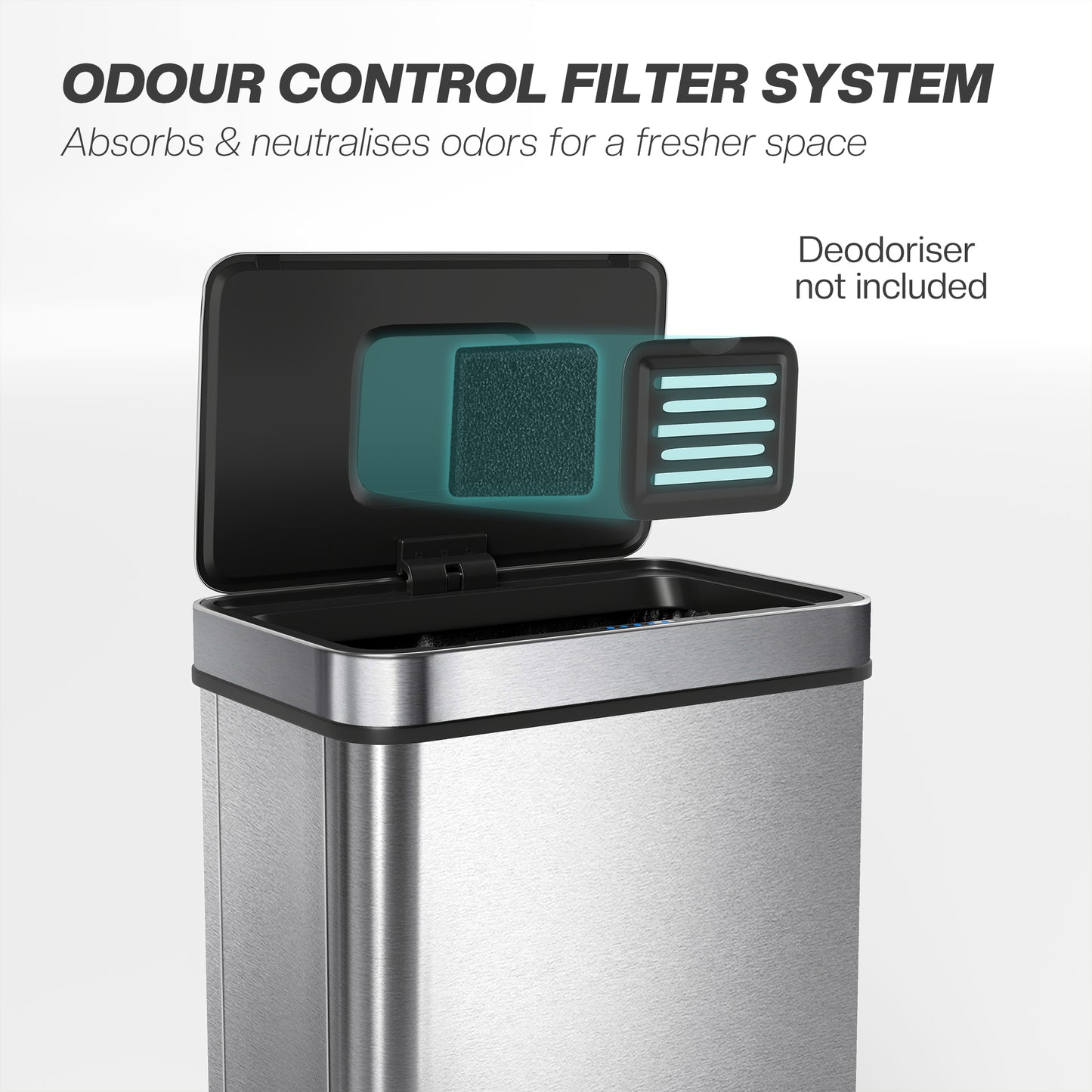 HOMCOM 50 L Sensor Can,  Sensor Bin with Soft-Close Lid, Fingerprint-Proof Stainless Steel, Silver Tone