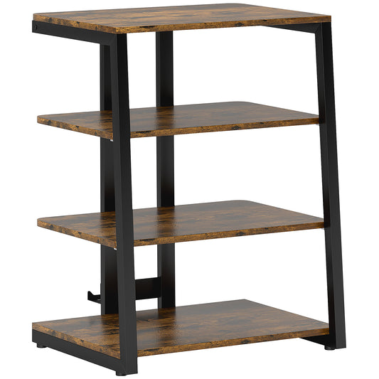 Photo of HOMCOM HiFi Stand, with Four Storage Shelves - Rustic Brown in Brown colour on a white background