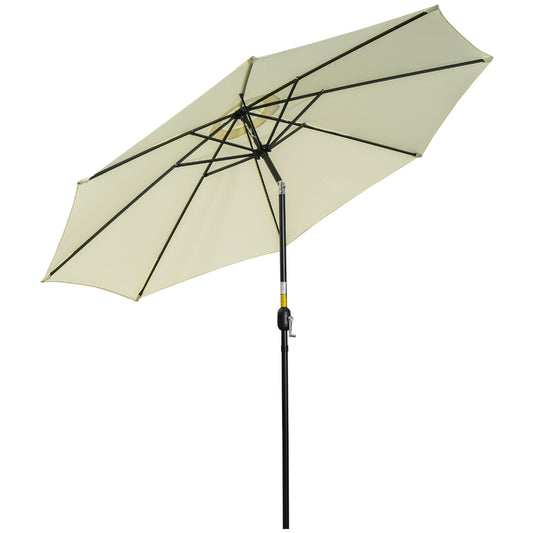 Photo of Outsunny 3(m) Tilting Parasol Garden Umbrellas, Outdoor Sun Shade with 8 Ribs, Tilt and Crank Handle for Balcony, Bench, Garden, Beige in Beige colour on a white background