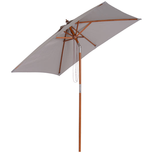 Photo of Outsunny 2m Tilting Wooden Pole Parasol - Grey in Grey colour on a white background