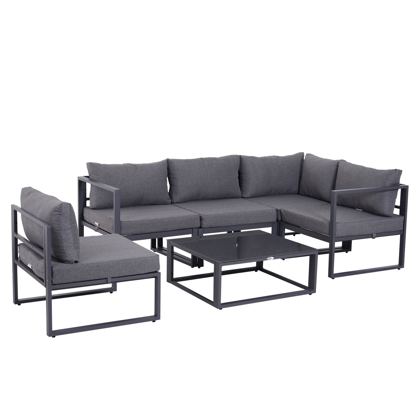 Photo of Outsunny 5 Seater Aluminium Garden Furniture Set, Garden Sofa Set with Thick Cushions for Patio and Balcony, Outdoor, Grey in Grey colour on a white background