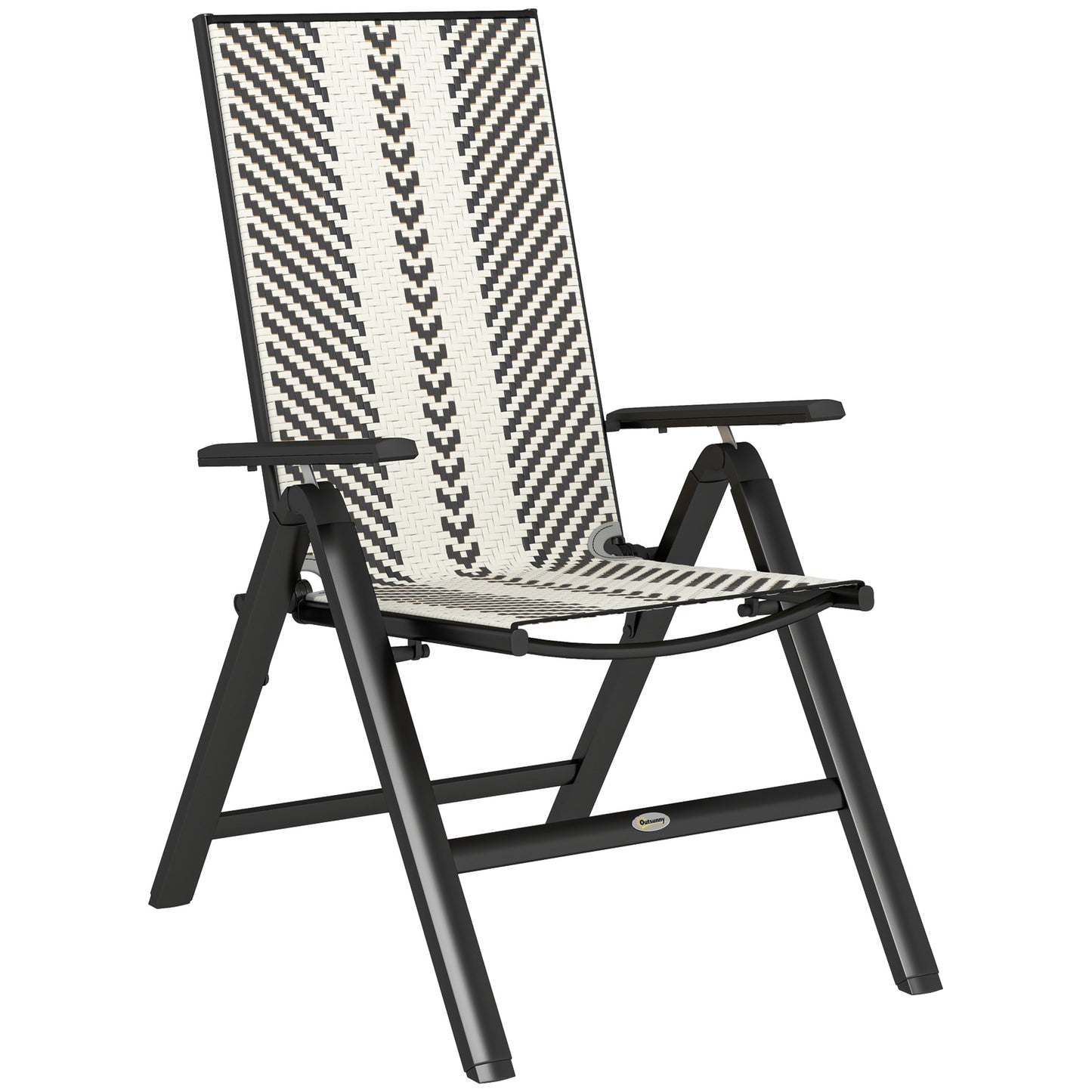Photo of Outsunny Rattan Reclining Garden Chairs - Black in Black colour on a white background