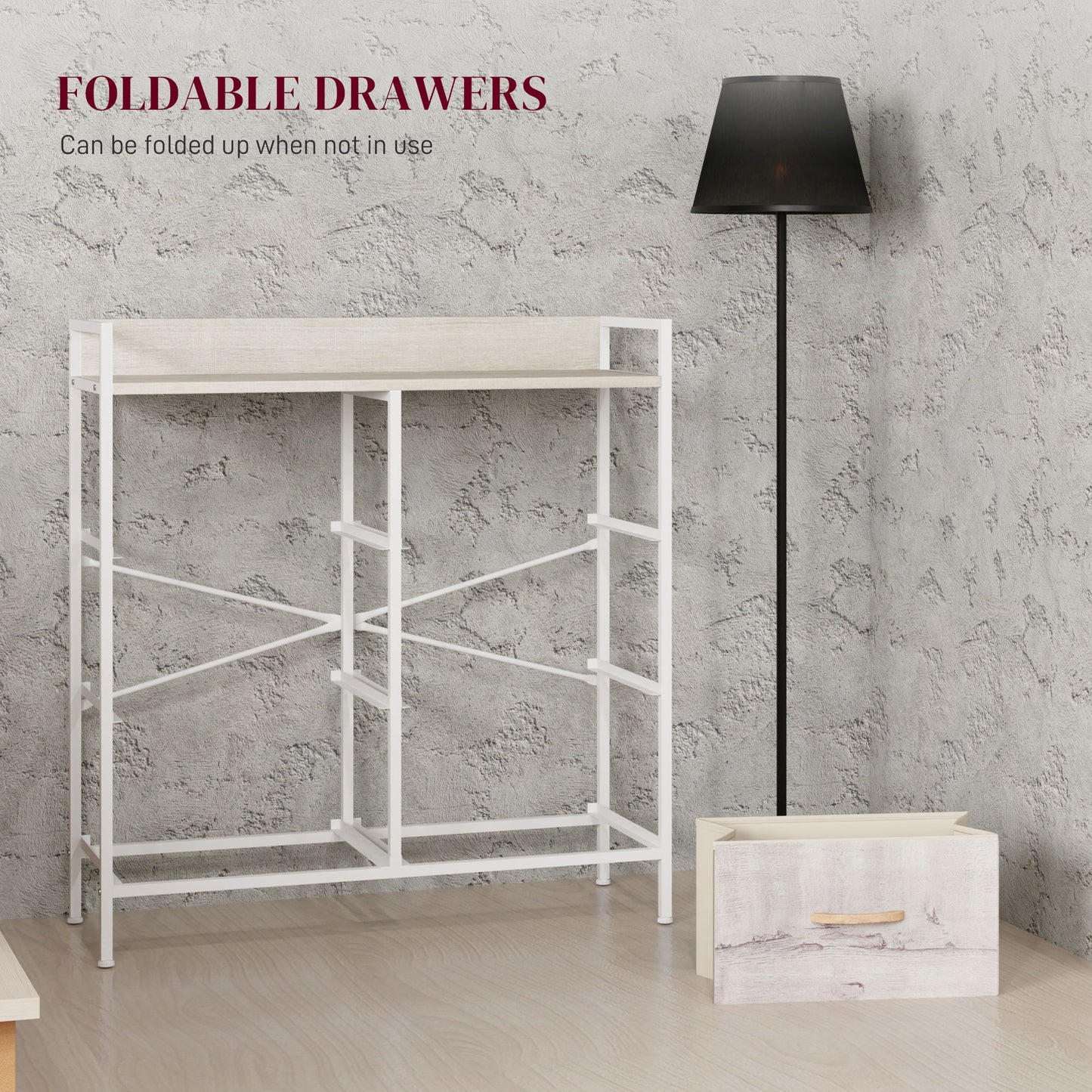 HOMCOM Rustic Chest of Six Fabric Drawers - Natural
