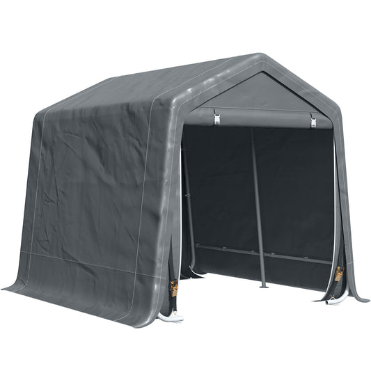 Photo of Outsunny 9 X 7.5ft Temporary Outdoor Equipment Shed - Dark Grey in Grey colour on a white background