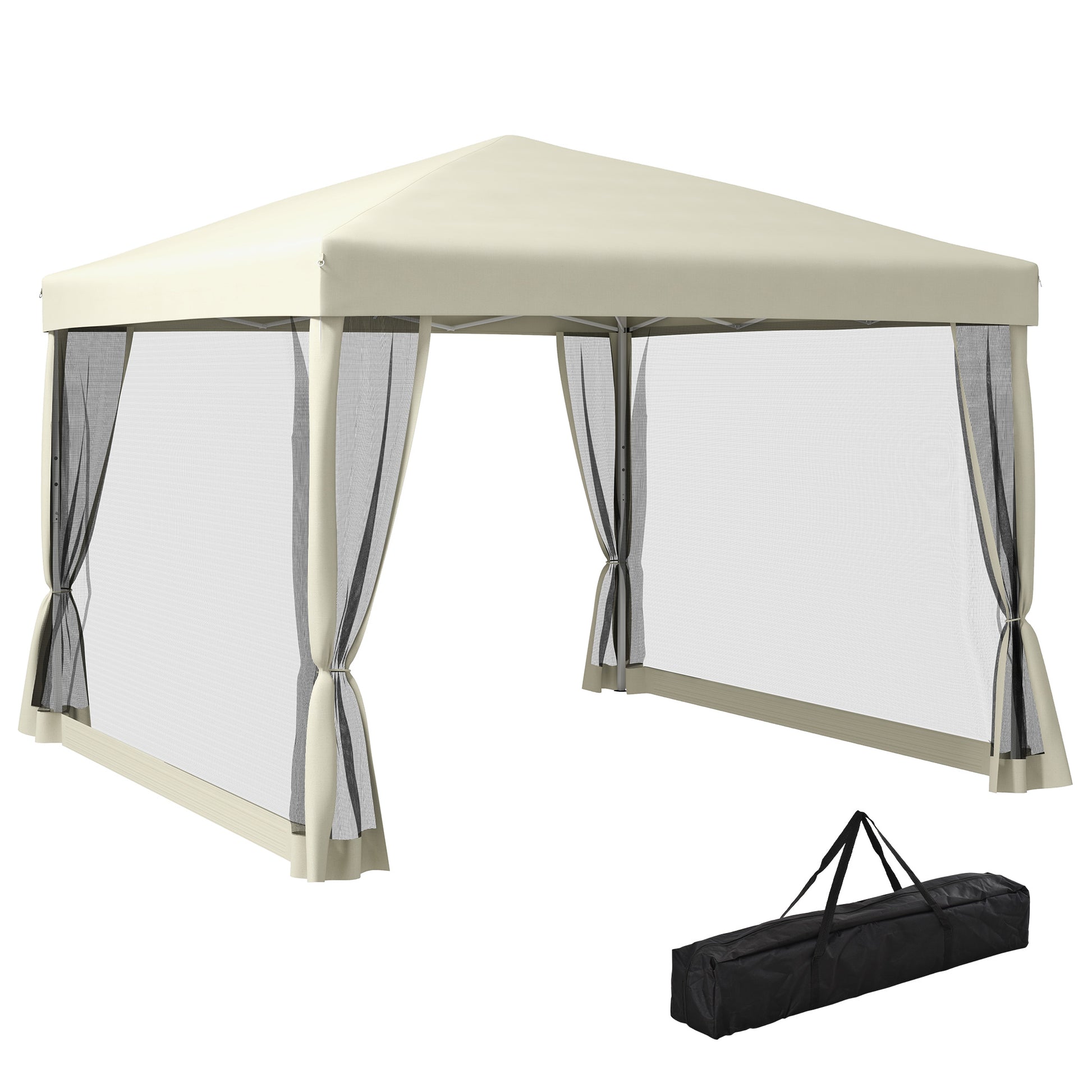 Photo of Outsunny 3 x 3(m) Pop Up Gazebo with 4 Mesh Sides and Carry Bag, Height Adjustable Party Canopy Tent, Portable Garden Outdoor in Outdoor colour on a white background