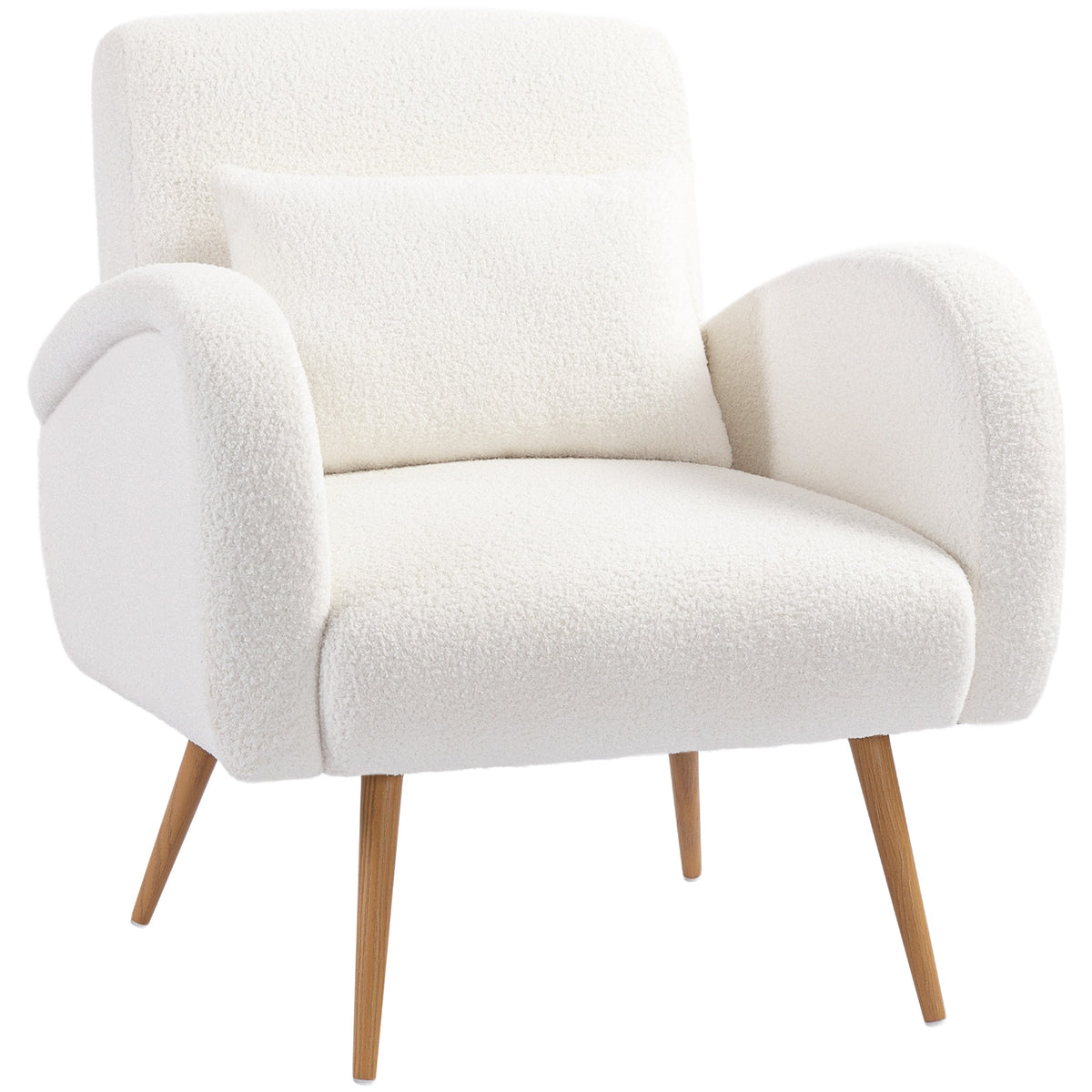 Photo of HOMCOM Teddy Fleece Accent Chair - Cream White in White colour on a white background