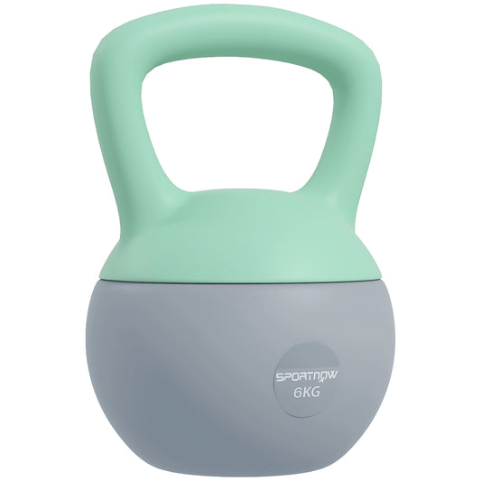 Photo of SPORTNOW 6KG Soft Kettlebell, Kettlebell with Non-Slip Handle for Home Gym, Weight Lifting, Strength Training, Green/Grey in Green/Grey colour on a white background