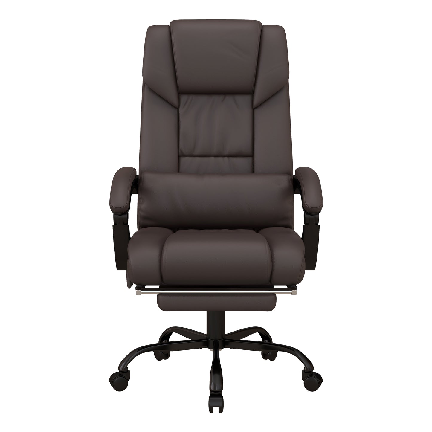 Photo of Vinsetto 6-Point Massage Office Chair, PU Leather Desk Chair with Adjustable Height and Footrest for Home Office, Brown in Brown colour on a white background