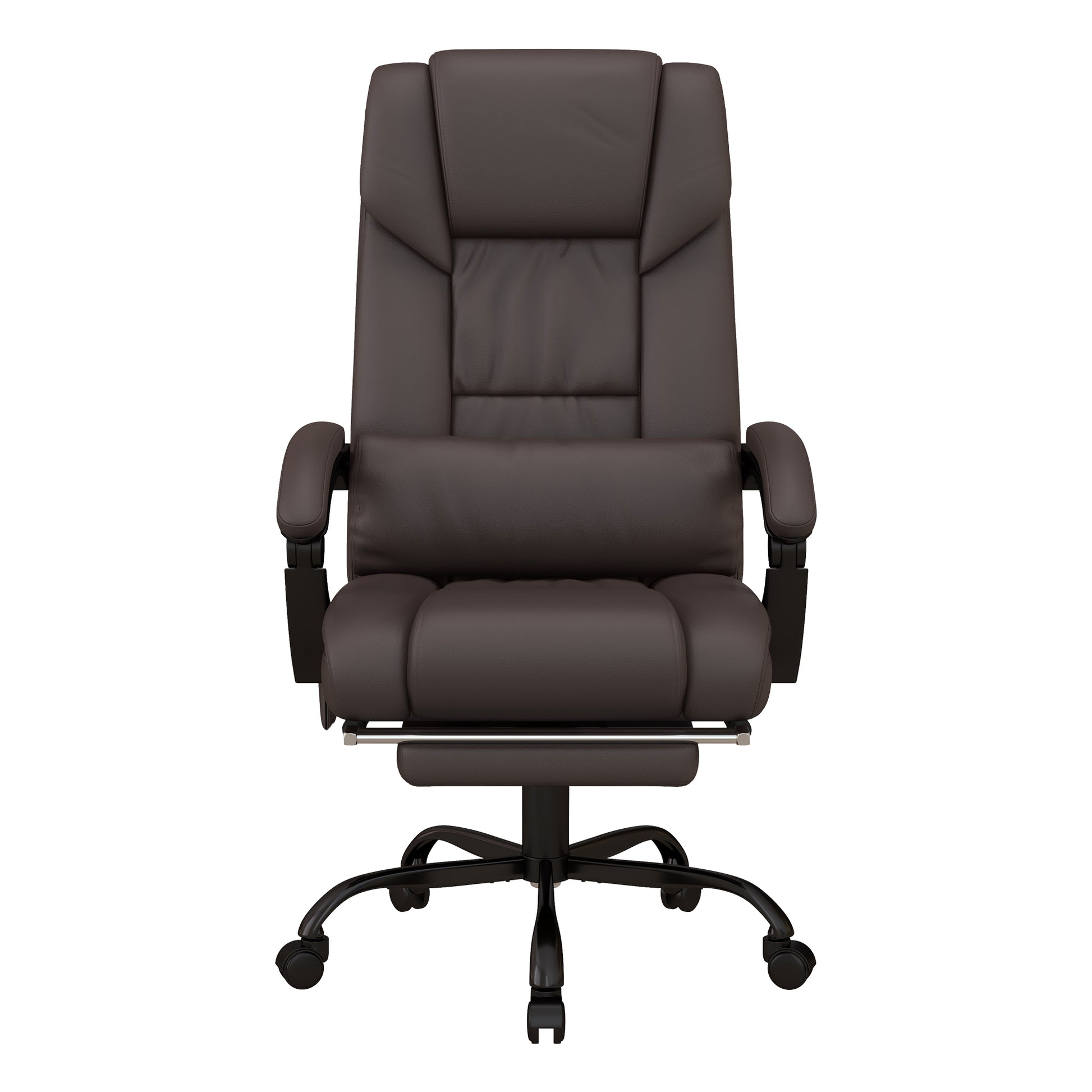 Photo of Vinsetto 6-Point Massage Office Chair, PU Leather Desk Chair with Adjustable Height and Footrest for Home Office, Brown in Brown colour on a white background