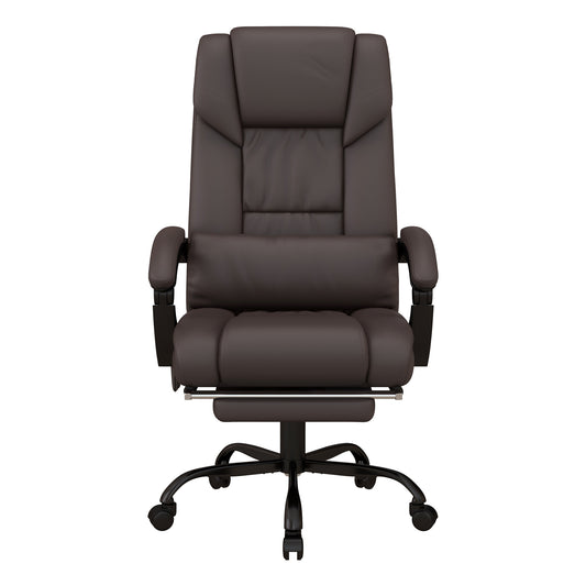 Photo of Vinsetto 6-Point Massage Office Chair, PU Leather Desk Chair with Adjustable Height and Footrest for Home Office, Brown in Brown colour on a white background