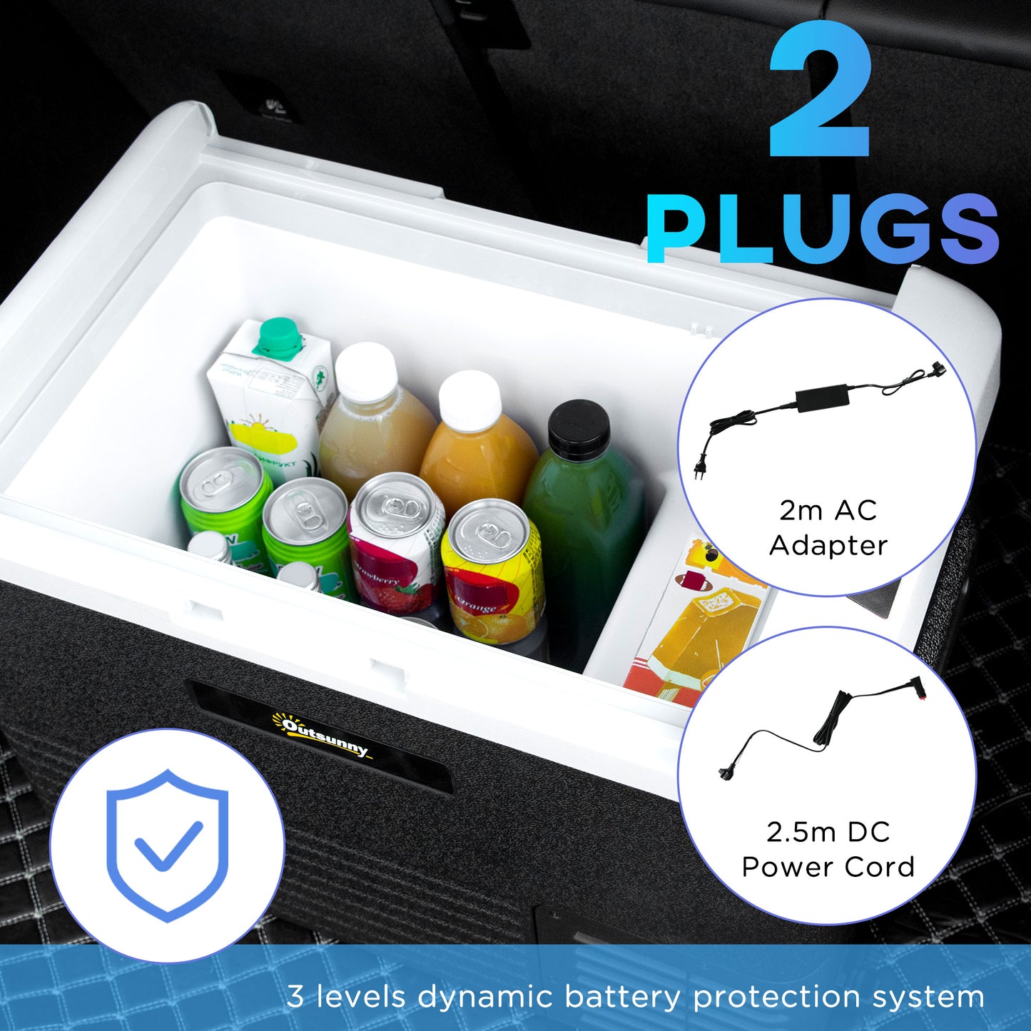 Outsunny 40L Portable Car Refrigerator - Grey and Black