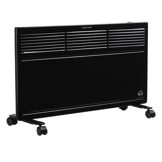 Photo of HOMCOM POWER Convector Radiator, Energy Saving Freestanding or Wall-mounted Heating with 2 Heat Settings Safety Cut-Off, Black in Black colour on a white background