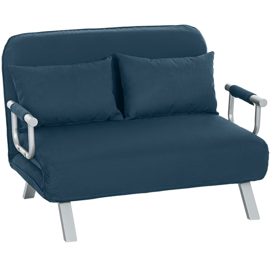 Photo of HOMCOM Two-Seater Click-Clack Sofa Bed - Navy Blue in Blue colour on a white background