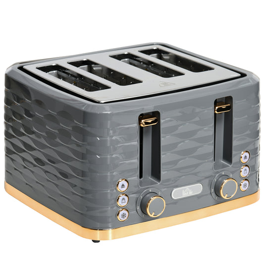 Photo of HOMCOM Four-Slice Rippled Toaster - Grey in Grey colour on a white background