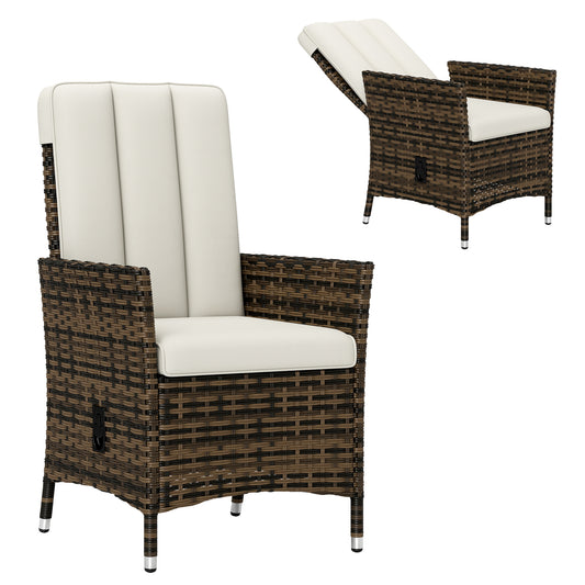 Photo of Outsunny 105°-150° Reclining Rattan Chair - Cream in Cream colour on a white background
