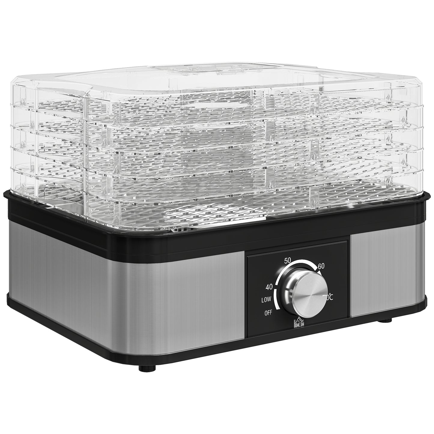 Photo of HOMCOM 5 Tier Food Dehydrator, 245W Stainless Steel Food Dryer Machine with Adjustable Temperature for Drying Fruit, Meat, Vegetable, Jerky and Pet Treat, Black in Black colour on a white background