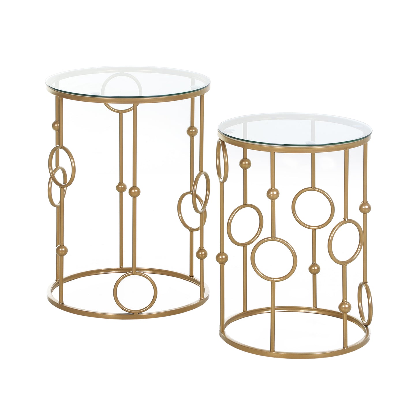Photo of HOMCOM Nesting Round Coffee Table Set of 2 - Gold Tone in Tone colour on a white background
