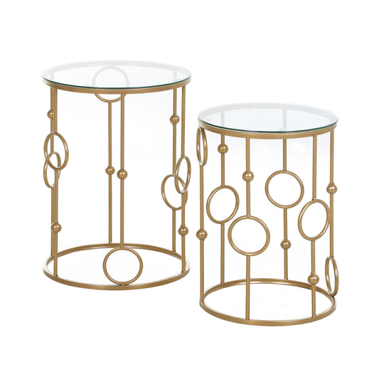 Photo of HOMCOM Nesting Round Coffee Table Set of 2 - Gold Tone in Tone colour on a white background