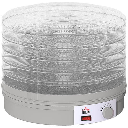 Photo of HOMCOM 5 Tier Food Dehydrator, 245W Food Dryer Machine with Adjustable Temperature Control for Drying Fruit, Meat, Vegetable, Jerky and Pet Treat, Grey in Grey colour on a white background