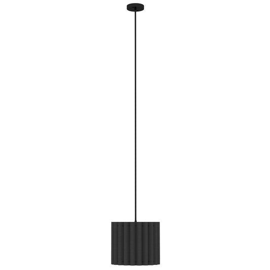 Photo of HOMCOM Linen Pendant Light, Bedside Ceiling Lamps with E27 Bulb, Modern Hanging Lights for Living Room, Bedroom, Kitchen, Hallway, Black in Black colour on a white background