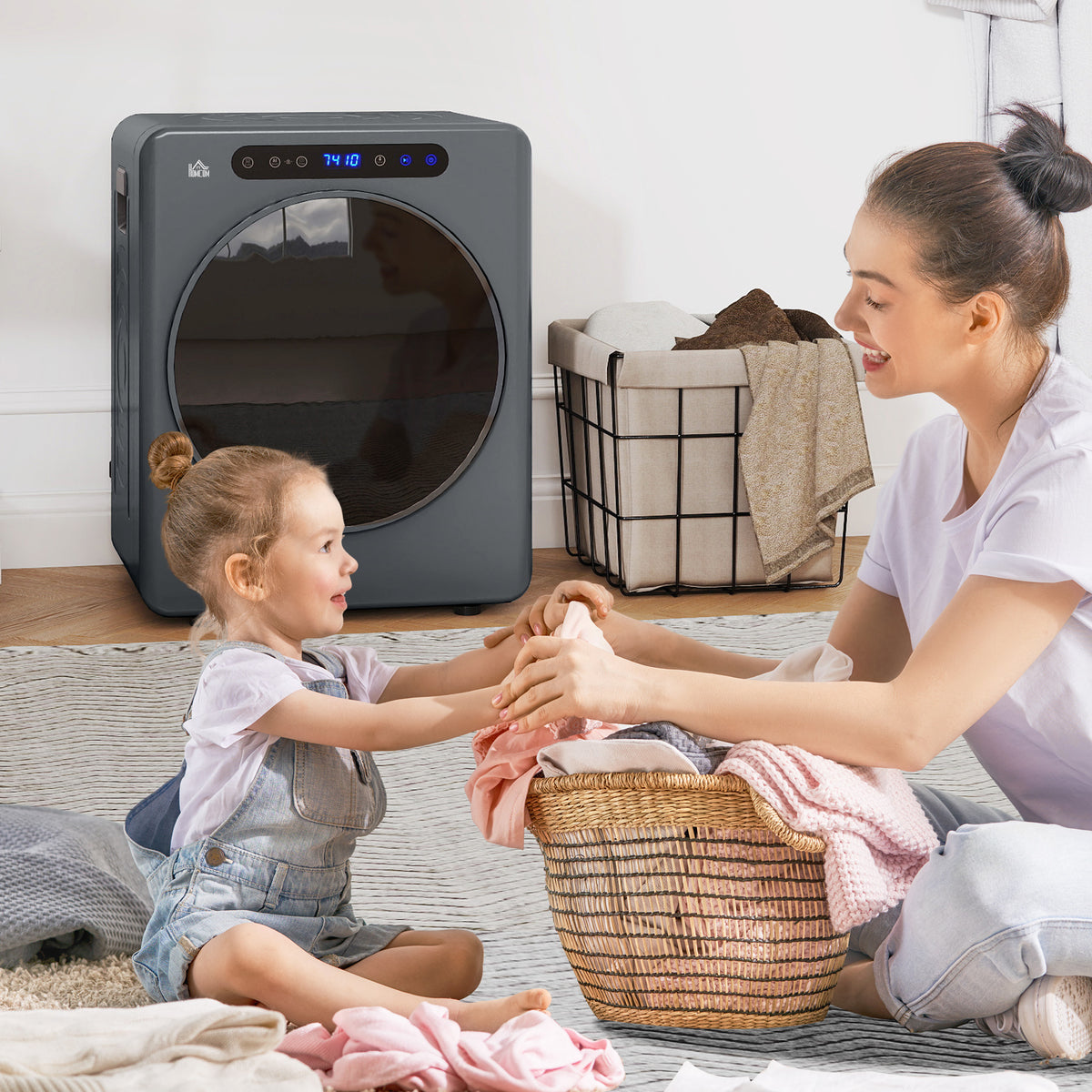HOMCOM 4kg Compact 40-60℃  Tumble Dryer - Grey