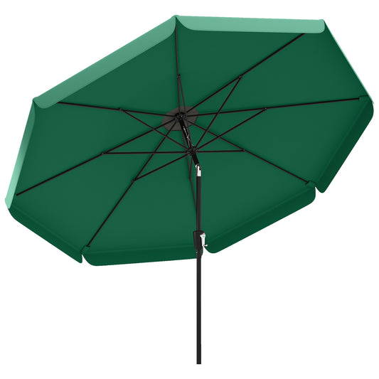 Photo of Outsunny 3 m Garden Parasol with Tilt Mechanism & Crank Handle, UPF 30+ Patio Umbrella Outdoor Table Umbrella, Green in Green colour on a white background
