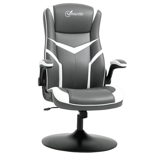 Photo of Vinsetto Gaming Chair Ergonomic Computer Chair with Adjustable Height Pedestal Base, Home Office Desk Chair PVC Leather Exclusive Swivel Chair Grey in Grey colour on a white background