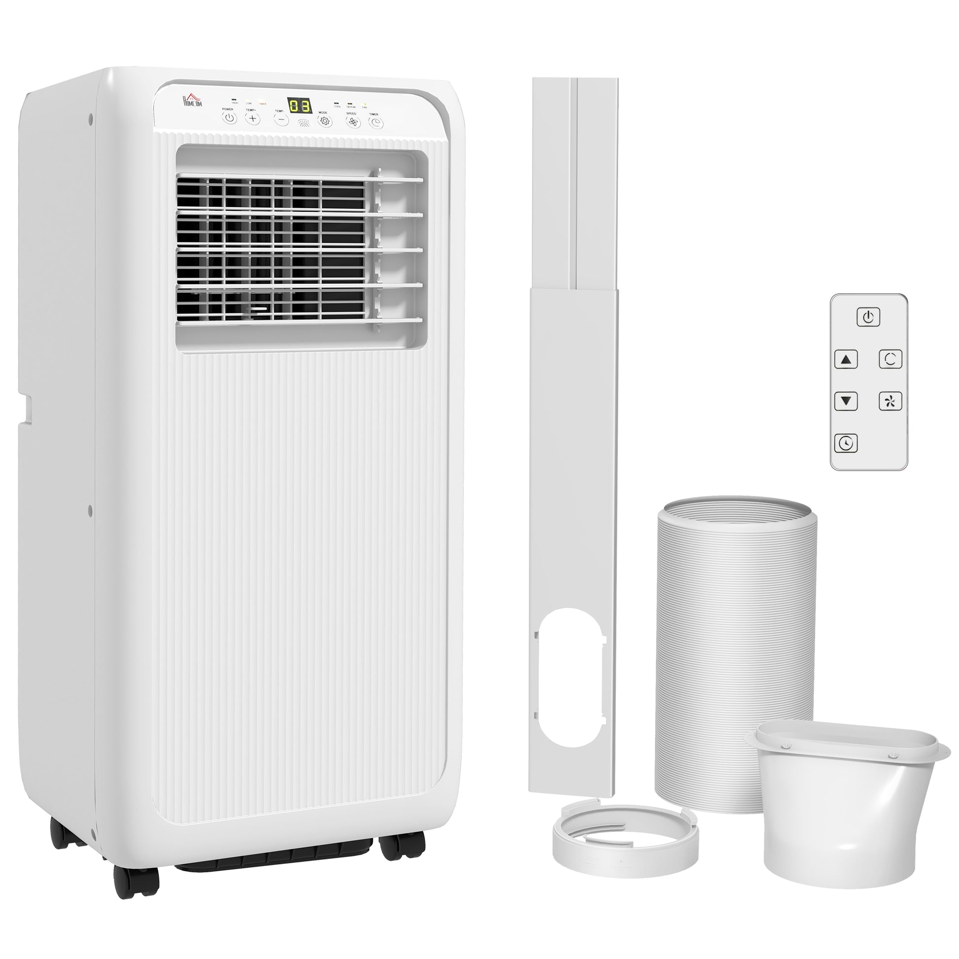 Photo of HOMCOM 9,000 BTU Mobile Air Conditioner for Room up to 28m², with Dehumidifier, 24H Timer, Wheels, Window Mount Kit in Kit colour on a white background