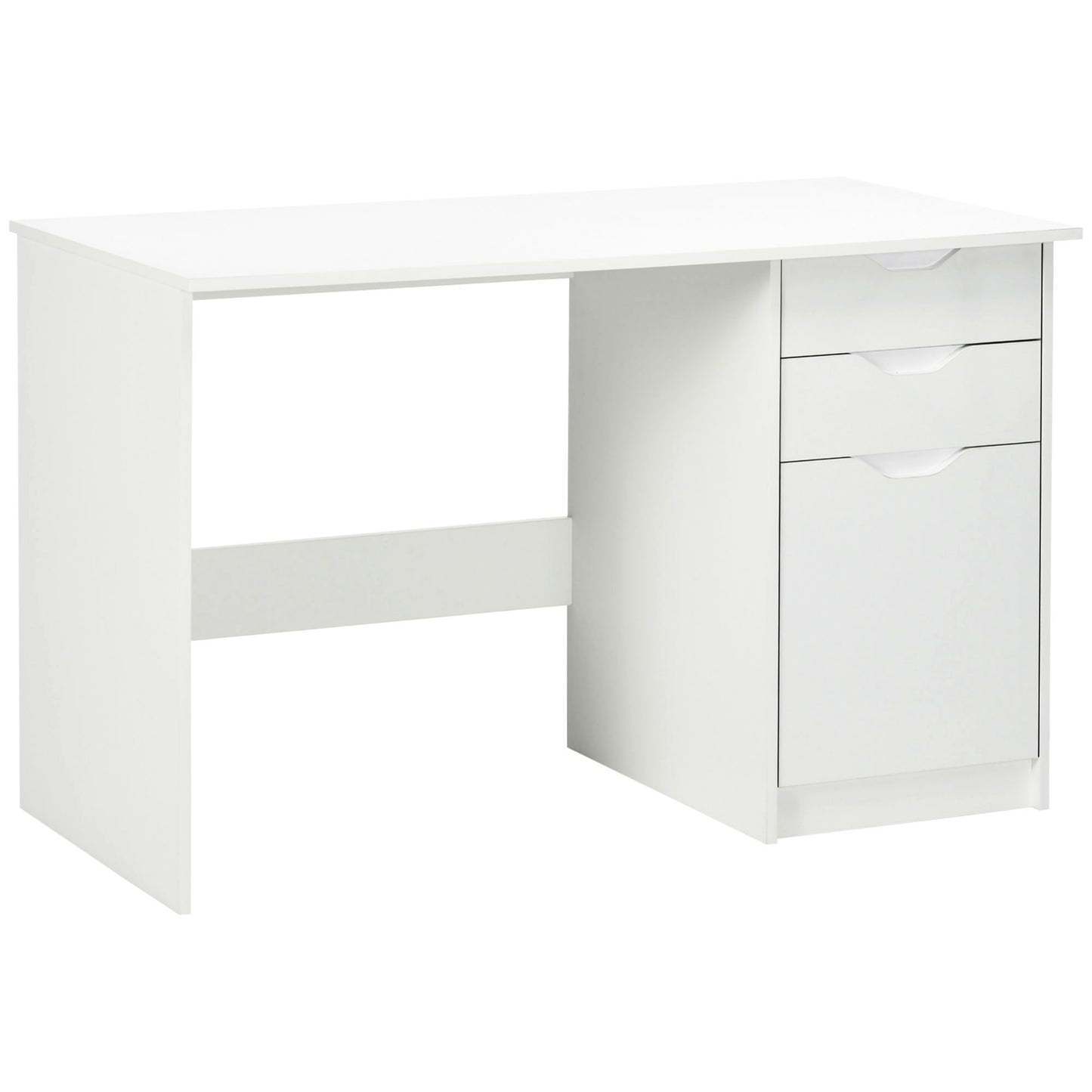Photo of HOMCOM Computer Desk with Drawers, High Gloss Home Office Desk with Storage Cabinet, Study Workstation, 120 x 60cm, White in White colour on a white background