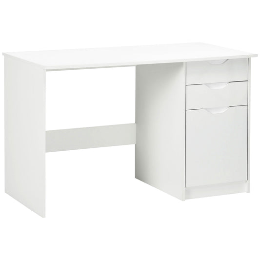 Photo of HOMCOM Computer Desk with Drawers, High Gloss Home Office Desk with Storage Cabinet, Study Workstation, 120 x 60cm, White in White colour on a white background