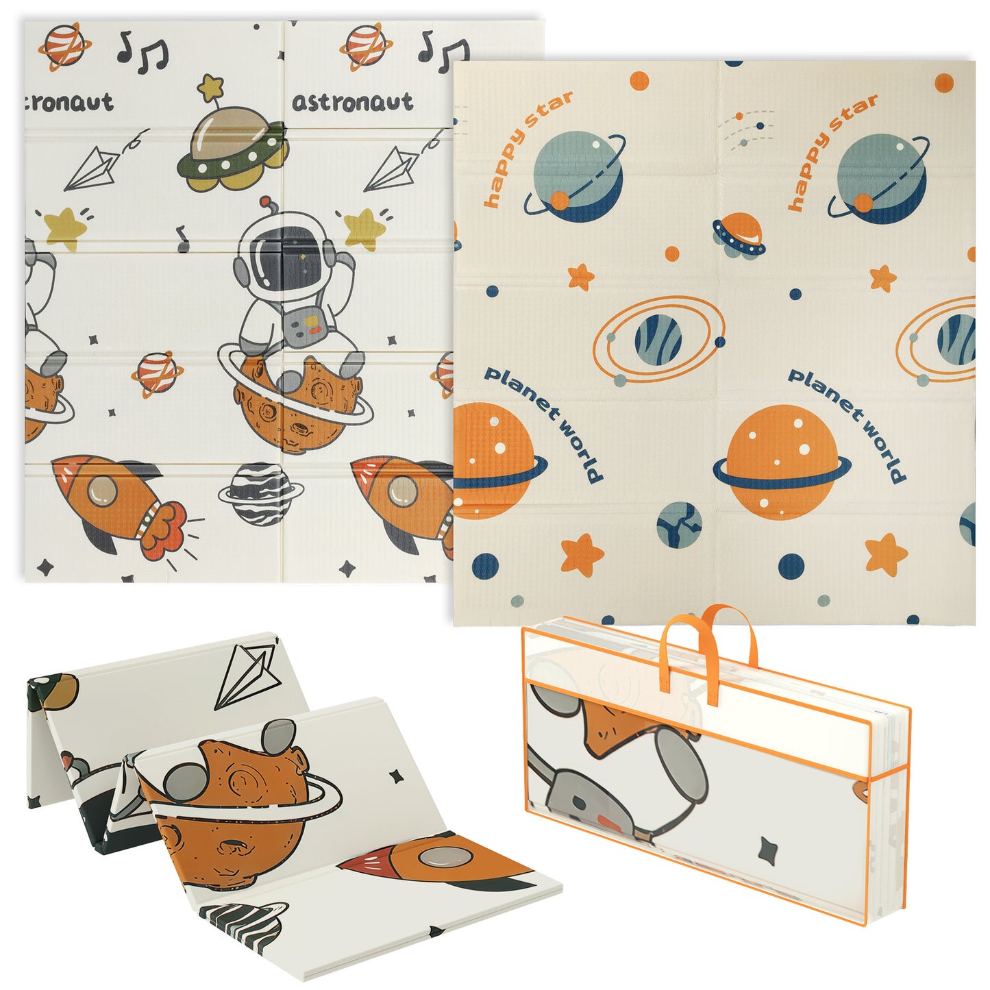 Photo of AIYAPLAY Space-Themed Baby Plat Mat Double Sided, Foldable, Water-Resistant for Outdoor/Indoor, 177 x 146 x 1.5cm in 1.5cm colour on a white background