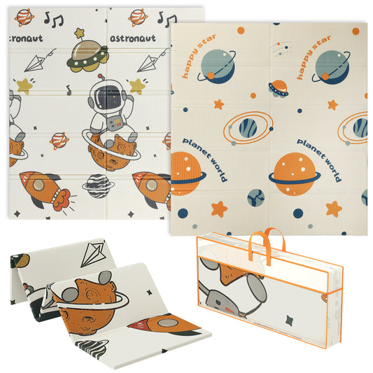 Photo of AIYAPLAY Space-Themed Baby Plat Mat Double Sided, Foldable, Water-Resistant for Outdoor/Indoor, 177 x 146 x 1.5cm in 1.5cm colour on a white background