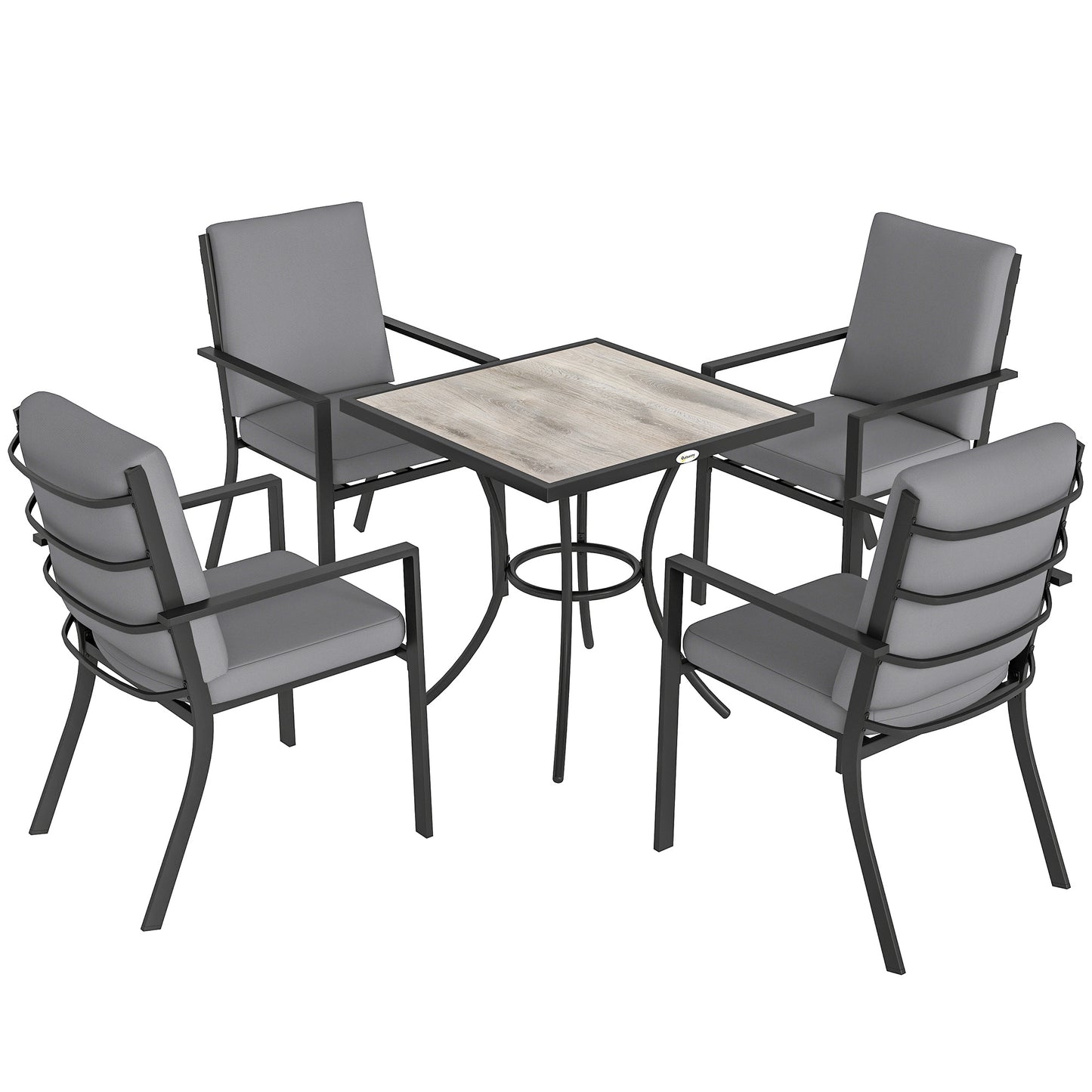Photo of Outsunny 5 Pieces Outdoor Dining Set with Cushions, Garden Dining Set for 4 with Square Table and Stackable Chairs in Chairs colour on a white background