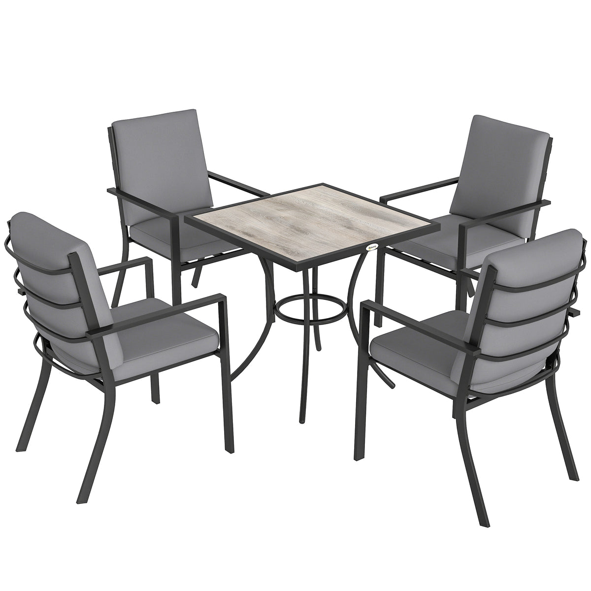 Photo of Outsunny 5 Pieces Outdoor Dining Set with Cushions, Garden Dining Set for 4 with Square Table and Stackable Chairs in Chairs colour on a white background