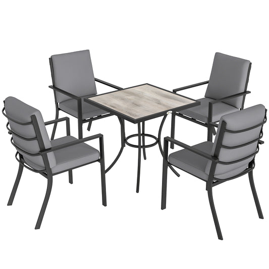 Photo of Outsunny 5 Pieces Outdoor Dining Set with Cushions, Garden Dining Set for 4 with Square Table and Stackable Chairs in Chairs colour on a white background