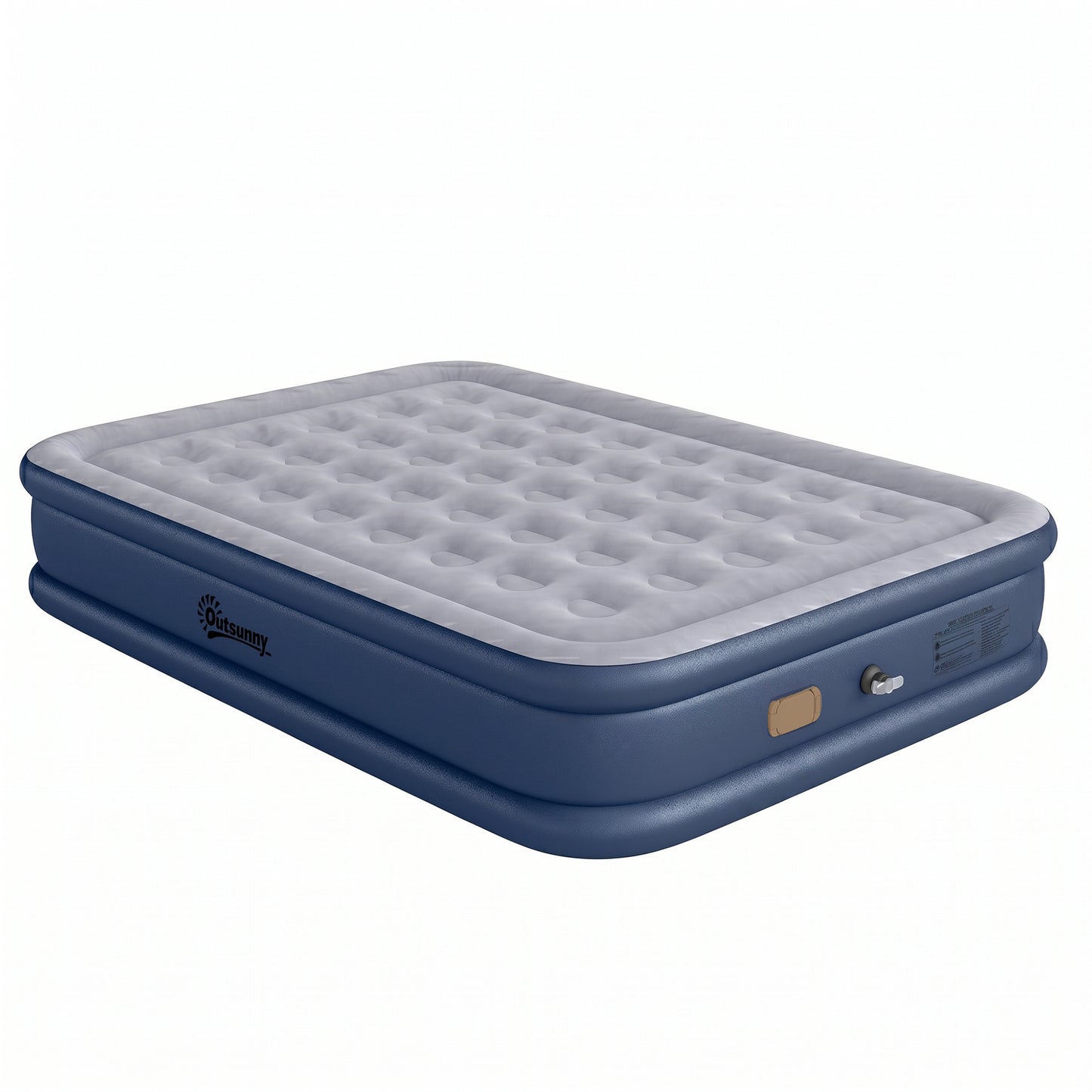 Photo of Outsunny Inflatable Mattress, Double Air Bed with Built-in Electric Pump, 3 Mins Inflation, Flocked Surface, Grey in Grey colour on a white background