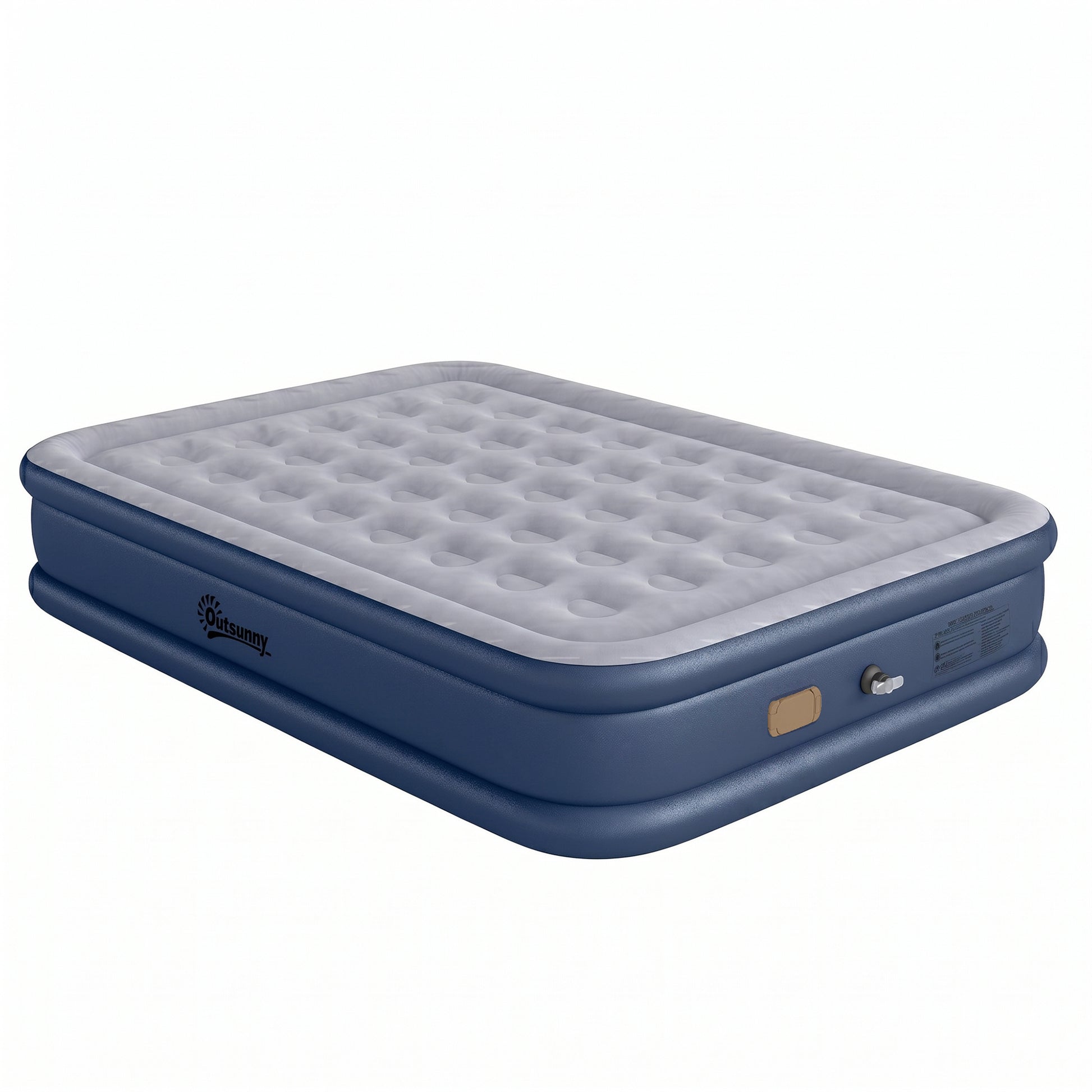 Photo of Outsunny Inflatable Mattress, Double Air Bed with Built-in Electric Pump, 3 Mins Inflation, Flocked Surface, Grey in Grey colour on a white background