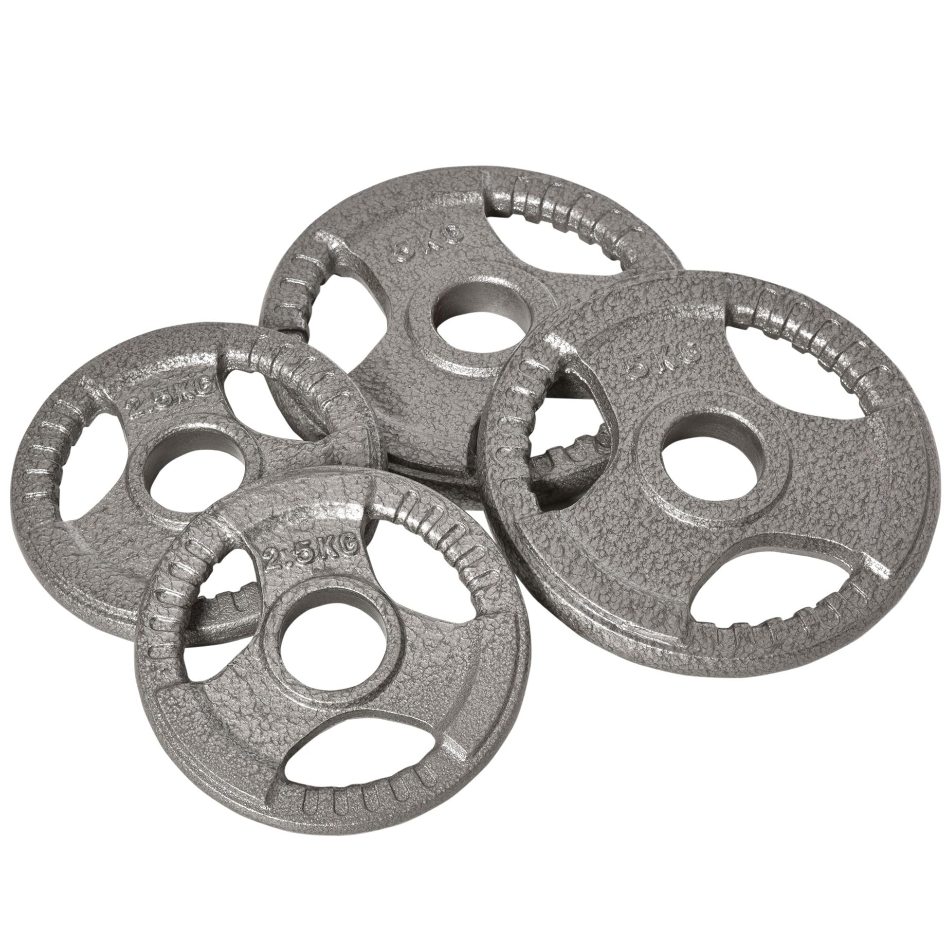 Photo of HOMCOM Set of 4 Cast Iron Weight Plate for 2 inch/5cm hole Dumbbell Handle Bar 15kg Dumbbell Plates Barbell Weight 2 x 5kg, 2 x 2.5kg in 2.5kg colour on a white background