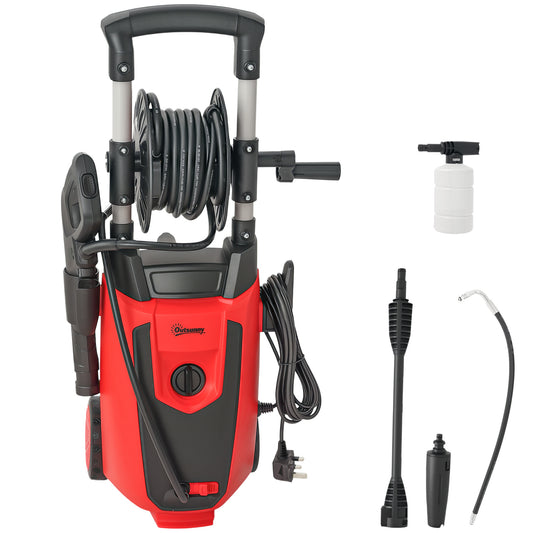 Photo of Outsunny 150-Bar Pressure Washer, with Accessories - Red/Black in Red/Black colour on a white background