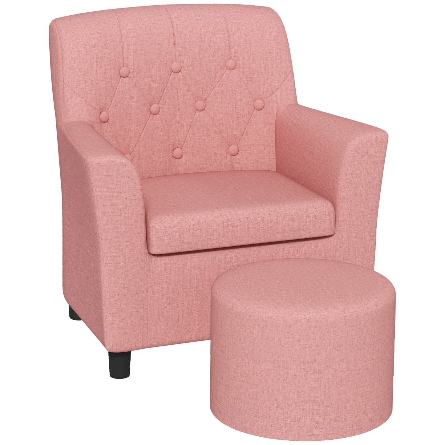Photo of AIYAPLAY 2PCs Kids Sofa Set with Footrest, for Playroom, Bedroom, Pink in Pink colour on a white background